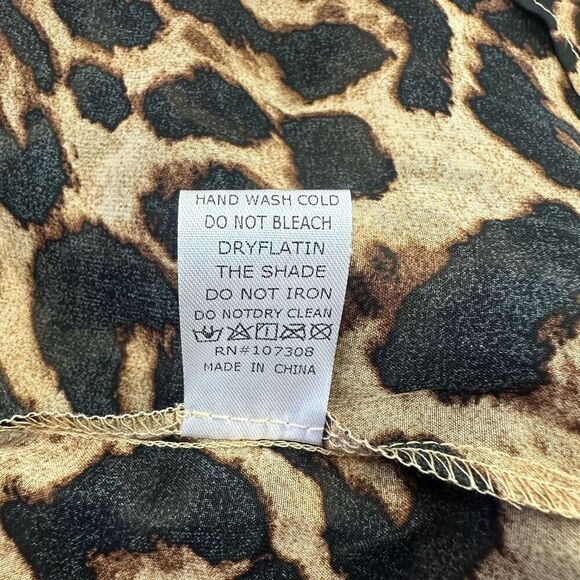 OHS Clothing Women's 2XL Long Sleeve Wrap Front Belted Leopard Maxi Dress Brown - Picture 7 of 14